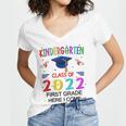 Kindergarten Graduation Class Of 2022 1st Grade Here I Come Women's Jersey Short Sleeve Deep V-Neck Tshirt