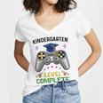 Kindergarten Level Complete Graduation Class 2023 Gamer Kids Women's Jersey Short Sleeve Deep V-Neck Tshirt