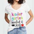 Kindergarten Nailed It 2018 Class Graduation T-Shirt Women's Jersey Short Sleeve Deep V-Neck Tshirt