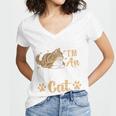 Kitty Pet Lover Introvert Person Cats Show Family Member Women's Jersey Short Sleeve Deep V-Neck Tshirt