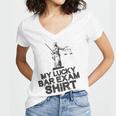 Law School Graduation My Lucky Bar Exam Shirt Lawyer Women's Jersey Short Sleeve Deep V-Neck Tshirt