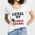 Level Up Middle School 5th Grade Graduation Women's Jersey Short Sleeve Deep V-Neck Tshirt