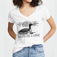 Loon Bird Pun Leave Me A Loon Nature For Introverts Women's Jersey Short Sleeve Deep V-Neck Tshirt Loon Bird Pun Leave Me A Loon Nature For Introverts Women's Jersey Short Sleeve Deep V-Neck Tshirt
