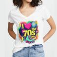 I Love The 70s Retro Cassette Roller Vinyl Nostalgia Vibes Premium Tri-Blend Women's Jersey Short Sleeve Deep V-Neck Tshirt