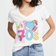 I Love 70's Retro Style Nostalgia Vibe 1970's Party Premium Tri-Blend Women's Jersey Short Sleeve Deep V-Neck Tshirt