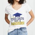 Masters Degree Proud Dad Graduation Shirt MBA Social Work Women's Jersey Short Sleeve Deep V-Neck Tshirt