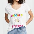 Nurse MSN Graduation Unicorn T-Shirt Nursing School Women's Jersey Short Sleeve Deep V-Neck Tshirt