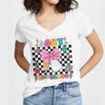 Peace Out 2nd Grade Graduation Last Day School Second Grade Women's Jersey Short Sleeve Deep V-Neck Tshirt