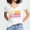 Peace Love Engineering Engineer School Graduation Retro Women's Jersey Short Sleeve Deep V-Neck Tshirt