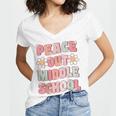 Peace Out Middle School Graduation Groovy Last Day Of School Women's Jersey Short Sleeve Deep V-Neck Tshirt