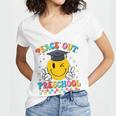 Peace Out Preschool Graduation Last Day Teachers Boys Girls Women's Jersey Short Sleeve Deep V-Neck Tshirt