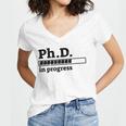 PhD In Progress Graduation Progress Bar Shirt Women's Jersey Short Sleeve Deep V-Neck Tshirt