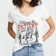 Please Be Patient I'm From The 1900s Cowboy Skeleton Women's Jersey Short Sleeve Deep V-Neck Tshirt