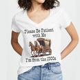 Please Be Patient With Me I'm From The 1900s Horse Wagon 90s Women's Jersey Short Sleeve Deep V-Neck Tshirt