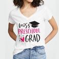 Preschool Graduation Shirt For Girl 2019 Miss Preschool Grad Women's Jersey Short Sleeve Deep V-Neck Tshirt