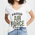 Proud Air Force Cousin Deployment Homecoming Graduation USAF Women's Jersey Short Sleeve Deep V-Neck Tshirt
