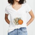 Proud Aunt Of A 2026 Senior Basketball Graduation Leopard Premium Tri-Blend Women's Jersey Short Sleeve Deep V-Neck Tshirt