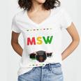 Queen MSW Social Work Grads Masters Graduation Women's Jersey Short Sleeve Deep V-Neck Tshirt