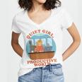 Quiet Girl Productive World Introvert Office Staff Secretary Women's Jersey Short Sleeve Deep V-Neck Tshirt Quiet Girl Productive World Introvert Office Staff Secretary Women's Jersey Short Sleeve Deep V-Neck Tshirt