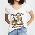 Read Books Be Kind Stay Weird Bookish Silly Goose Reading Women's Jersey Short Sleeve Deep V-Neck Tshirt