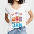 Reading Is My Jam I Love To Read Books Boy Girl Women's Jersey Short Sleeve Deep V-Neck Tshirt