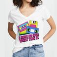Retro Cassette Vintage 80s Nostalgia Women's Jersey Short Sleeve Deep V-Neck Tshirt Retro Cassette Vintage 80s Nostalgia Women's Jersey Short Sleeve Deep V-Neck Tshirt