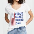 Retro Proud Coast Guard Dad Graduation Dad Usa Flag Outfit Women's Jersey Short Sleeve Deep V-Neck Tshirt