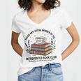 Retro Proud Introverted Book Club Anti Social Reader Women's Jersey Short Sleeve Deep V-Neck Tshirt