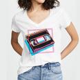 Retro VHS Vaporwave Video Cassette Nostalgia Geek Chic Women's Jersey Short Sleeve Deep V-Neck Tshirt Retro VHS Vaporwave Video Cassette Nostalgia Geek Chic Women's Jersey Short Sleeve Deep V-Neck Tshirt