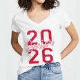 Senior 2026 Graduation Varsity Red Letters On The Back Women's Jersey Short Sleeve Deep V-Neck Tshirt