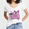 Senior 2027 Class Of 2027 Coquette Girl Pink Graduation 2027 Women's Jersey Short Sleeve Deep V-Neck Tshirt