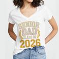 Senior Dad Class Of 2026 Purple Yellow Vintage Graduation Women's Jersey Short Sleeve Deep V-Neck Tshirt