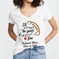 Senior Football Mom Class Of 2026 Graduation Graduate Women's Jersey Short Sleeve Deep V-Neck Tshirt