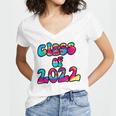 Senior Year 2022 Class Of 2022 Graduation Tie Dye Groovy Women's Jersey Short Sleeve Deep V-Neck Tshirt