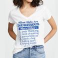 Silent Girls Are DangerousFor Quiet Introvert Girl Women's Jersey Short Sleeve Deep V-Neck Tshirt
