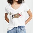 Sloth Graduation Shirt Cute Animal Diploma Grad Women's Jersey Short Sleeve Deep V-Neck Tshirt