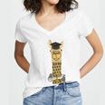 SmileteesGrad Llama Graduation T-Shirt Women's Jersey Short Sleeve Deep V-Neck Tshirt