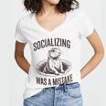 Socializing Was a Mistake Prairie Dog Introverts Humor Women's Jersey Short Sleeve Deep V-Neck Tshirt Socializing Was a Mistake Prairie Dog Introverts Humor Women's Jersey Short Sleeve Deep V-Neck Tshirt