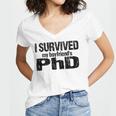 I Survived My Boyfriend's PhD Graduation T-Shirt Women's Jersey Short Sleeve Deep V-Neck Tshirt