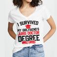 I Survived My Girlfriend's Juris Doctor Degree Graduation Women's Jersey Short Sleeve Deep V-Neck Tshirt