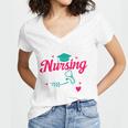 I Survived Nursing School Class Of 2026 Nurse Graduation Women's Jersey Short Sleeve Deep V-Neck Tshirt