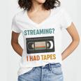 VHS Cassette Tape Retro 80s 90s Nostalgia Premium Women's Jersey Short Sleeve Deep V-Neck Tshirt VHS Cassette Tape Retro 80s 90s Nostalgia Premium Women's Jersey Short Sleeve Deep V-Neck Tshirt