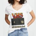 VHS Tape Nostalgia Old School Technology Humor Premium Women's Jersey Short Sleeve Deep V-Neck Tshirt