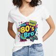Vintage 80s Bro Eighties Party Costume 80s Nostalgia Women's Jersey Short Sleeve Deep V-Neck Tshirt