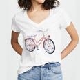 Vintage Bicycle With Playing Cards Nostalgia Women's Jersey Short Sleeve Deep V-Neck Tshirt Vintage Bicycle With Playing Cards Nostalgia Women's Jersey Short Sleeve Deep V-Neck Tshirt