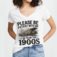Vintage Be Patient With Me I'm From The 1900s Steam Train Women's Jersey Short Sleeve Deep V-Neck Tshirt Vintage Be Patient With Me I'm From The 1900s Steam Train Women's Jersey Short Sleeve Deep V-Neck Tshirt