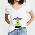 I Wanna Go Home Introvert UFO UAP Flying Saucer Trippy Alien Women's Jersey Short Sleeve Deep V-Neck Tshirt I Wanna Go Home Introvert UFO UAP Flying Saucer Trippy Alien Women's Jersey Short Sleeve Deep V-Neck Tshirt