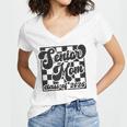 Women Senior Mom Class Of 2026 Retro Graduation Senior Mama Women's Jersey Short Sleeve Deep V-Neck Tshirt