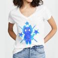 Yk2 Grunge Earthy Blue Cat With Stars Tomboy 90s Nostalgia Women's Jersey Short Sleeve Deep V-Neck Tshirt Yk2 Grunge Earthy Blue Cat With Stars Tomboy 90s Nostalgia Women's Jersey Short Sleeve Deep V-Neck Tshirt