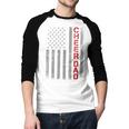 American Flag Cheer Dad Vintage Patriotic Father Cheerleader Men Baseball Raglan Shirt